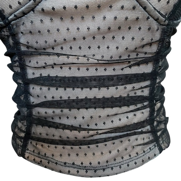 Lily White Bustier Size Large Black Mesh Swiss Dot NWT Whimsigoth Cropped Cami - Picture 5 of 9